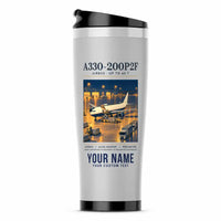 Thumbnail for Airbus A330-200P2F - Poster + Name - Stainless Steel (No Holder) - Light Gray