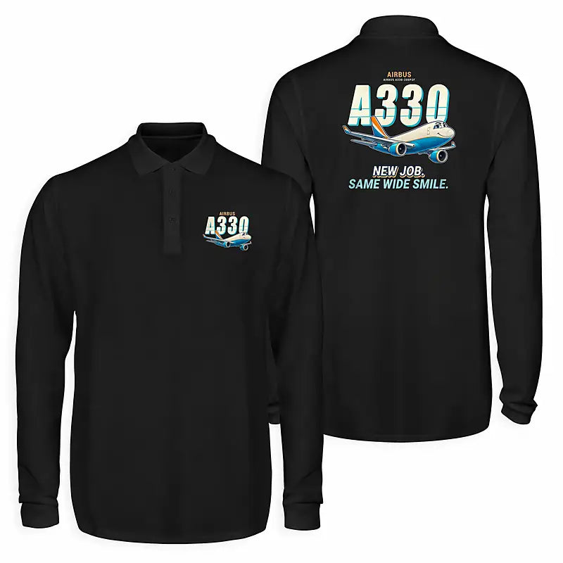 Airbus A330-200P2F Premium Polo T-Shirts - Cartoon - Long Sleeve - Black