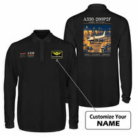 Thumbnail for Airbus A330-200P2F Premium Polo T-Shirts - Poster + Name - Long Sleeve - Black