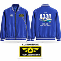 Thumbnail for Airbus A330-200P2F Stylish Jackets - Baseball Collar - Cartoon + Name - Royal Blue