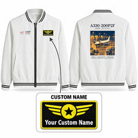 Thumbnail for Airbus A330-200P2F Stylish Jackets - Baseball Collar - Poster + Name - White