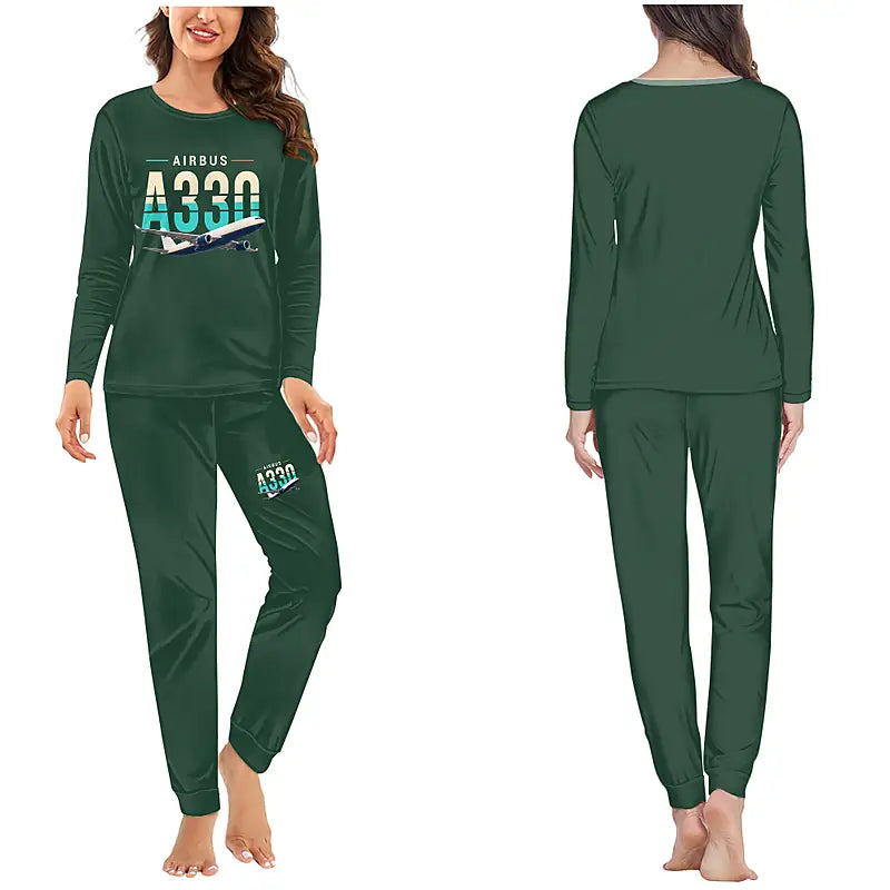 Airbus A330-200P2F - Women Pajamas - Original Chest - Dark Green