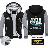 Thumbnail for Airbus A330-200P2F Zipped Sweatshirts - Cartoon + Name - Black & Gray