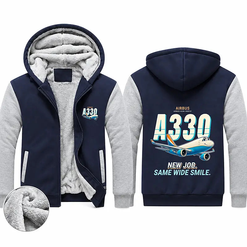 Airbus A330-200P2F Zipped Sweatshirts - Cartoon - Navy & Gray