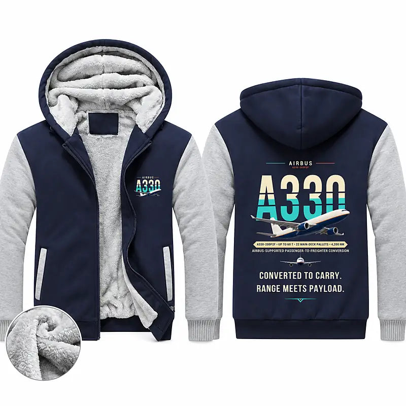 Airbus A330-200P2F Zipped Sweatshirts - Original - Navy & Gray