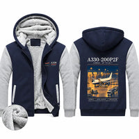 Thumbnail for Airbus A330-200P2F Zipped Sweatshirts - Poster - Navy & Gray