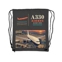 Thumbnail for Airbus A330-300 - Drawstring Bag - Classic - Gray