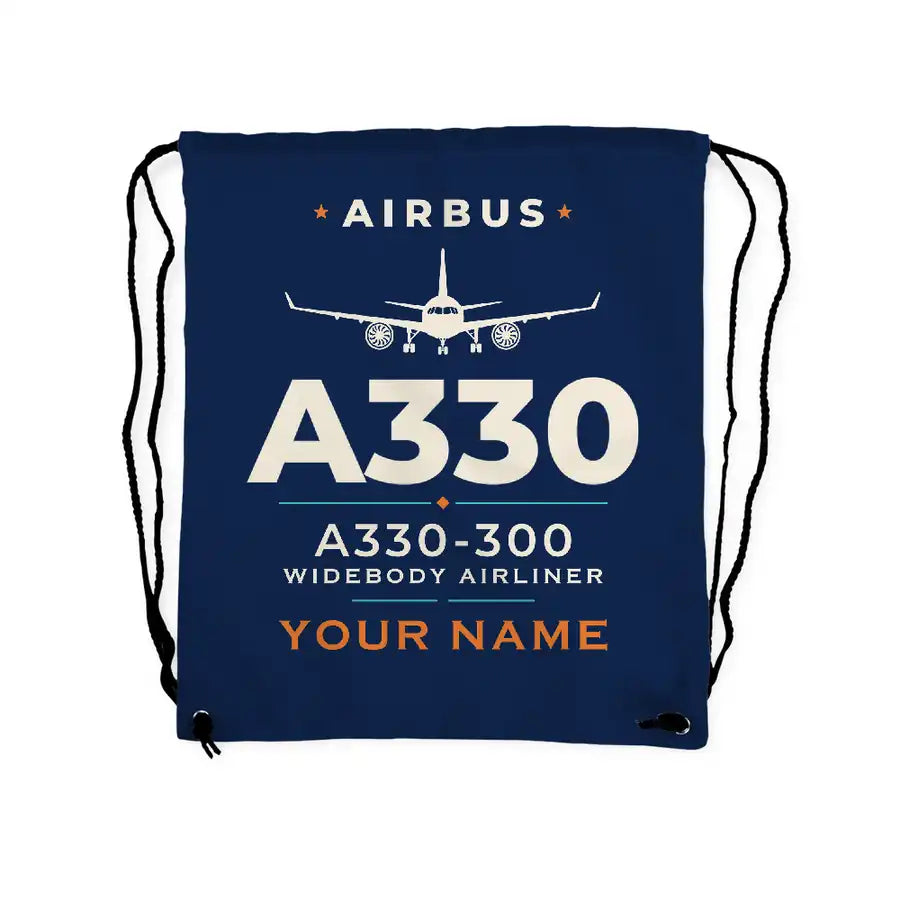 Airbus A330-300 - Drawstring Bag - Heritage + Name - Dark Blue