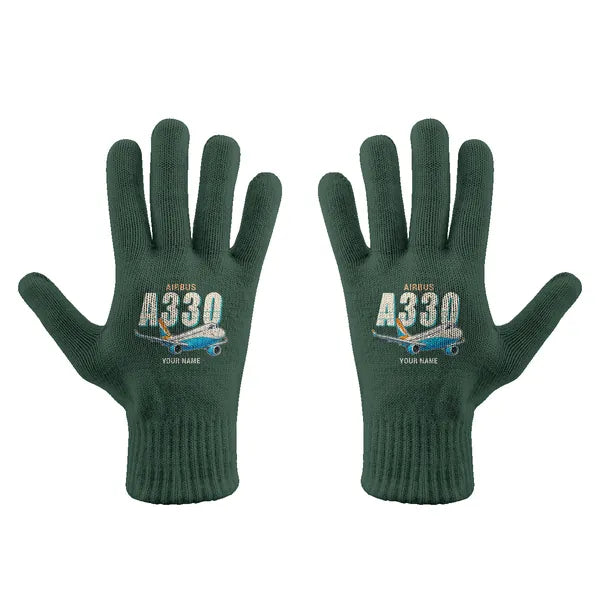 Airbus A330-300 - Gloves - Full - Cartoon + Name - Dark Green