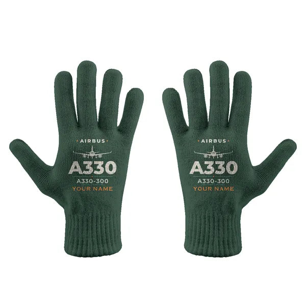 Airbus A330-300 - Gloves - Full - Heritage + Name - Dark Green