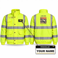 Thumbnail for Airbus A330-300 Reflective Winter Jackets - Poster + Name - Fluorescent Yellow