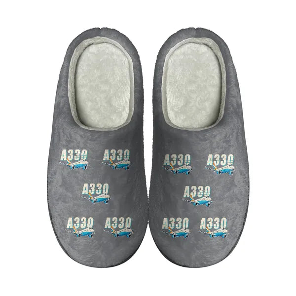 Airbus A330-300 - Slippers - Cotton - Cartoon Pattern - Gray