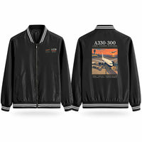 Thumbnail for Airbus A330-300 Stylish Jackets - Baseball Collar - Poster - Black