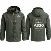 Thumbnail for Airbus A330-300 Stylish Jackets - Hooded Windbreaker - Heritage - Olive Green