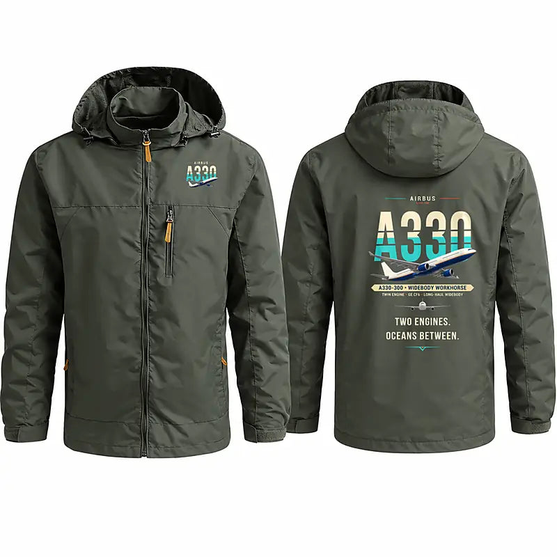 Airbus A330-300 Stylish Jackets - Hooded Windbreaker - Original - Olive Green