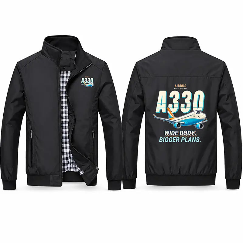 Airbus A330-300 Stylish Jackets - Stand Collar - Cartoon - Black