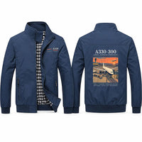 Thumbnail for Airbus A330-300 Stylish Jackets - Stand Collar - Poster - Navy Blue