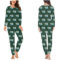 Thumbnail for Airbus A330-300 - Women Pajamas - Cartoon Pattern - Dark Green