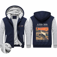 Thumbnail for Airbus A330-300 Zipped Sweatshirts - Poster - Navy & Gray