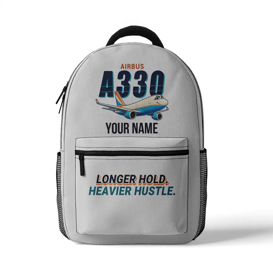 Airbus A330-300P2F - 3D Backpack - Cartoon + Name - White