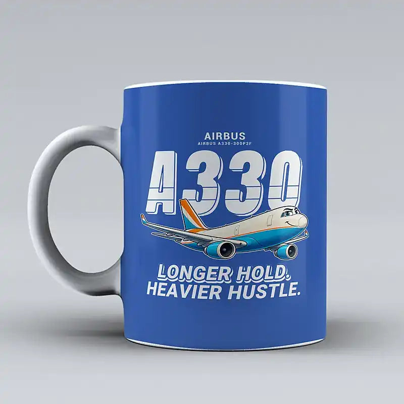 Airbus A330-300P2F - Cartoon - Mug - Blue
