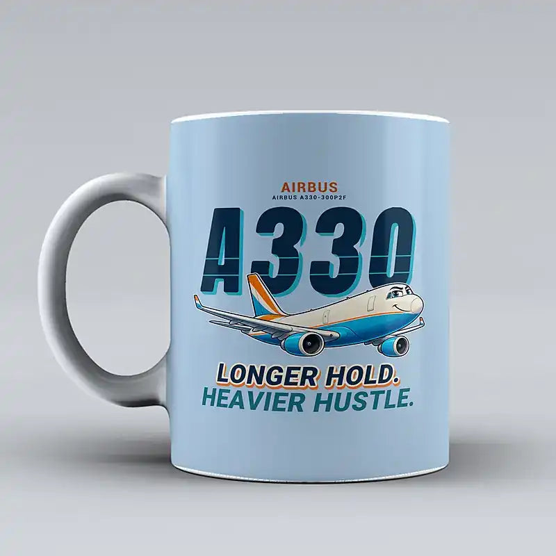 Airbus A330-300P2F - Cartoon - Mug - Light Blue