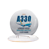 Thumbnail for Airbus A330-300P2F - Cartoon + Name - Pin - Light Gray