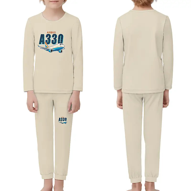 Airbus A330-300P2F - Children Pajamas - Cartoon Chest - Beige
