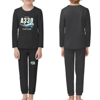 Thumbnail for Airbus A330-300P2F - Children Pajamas - Cartoon Chest + Name - Black