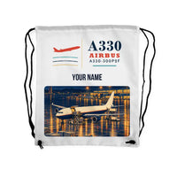 Thumbnail for Airbus A330-300P2F - Drawstring Bag - Classic + Name - White