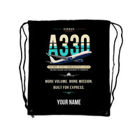 Thumbnail for Airbus A330-300P2F - Drawstring Bag - Original + Name - Black