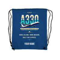 Thumbnail for Airbus A330-300P2F - Drawstring Bag - Original + Name - Blue