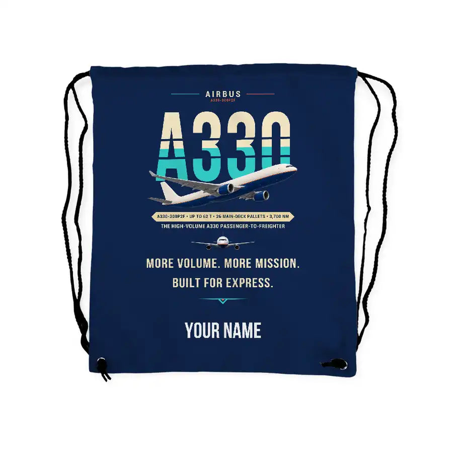 Airbus A330-300P2F - Drawstring Bag - Original + Name - Dark Blue