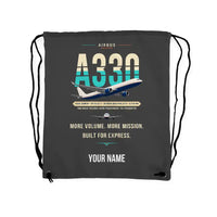 Thumbnail for Airbus A330-300P2F - Drawstring Bag - Original + Name - Gray