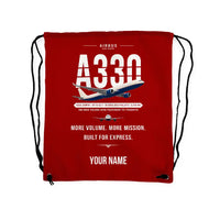 Thumbnail for Airbus A330-300P2F - Drawstring Bag - Original + Name - Red