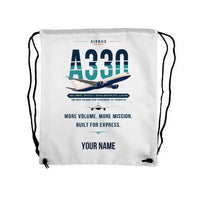 Thumbnail for Airbus A330-300P2F - Drawstring Bag - Original + Name - White