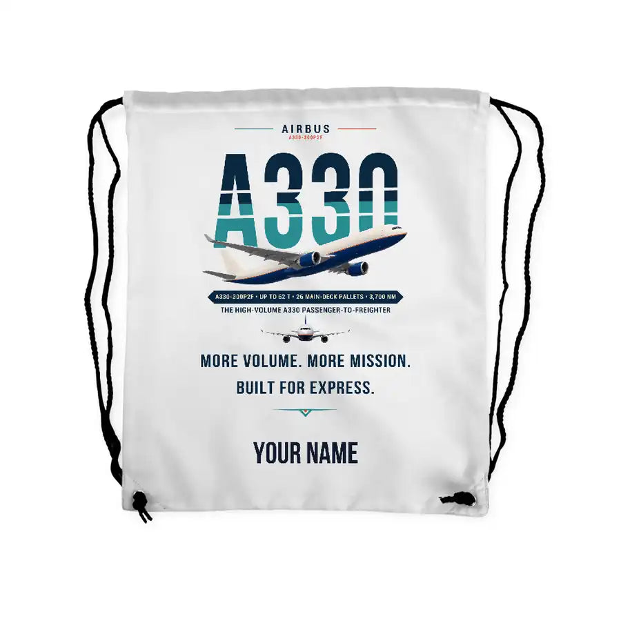 Airbus A330-300P2F - Drawstring Bag - Original + Name - White