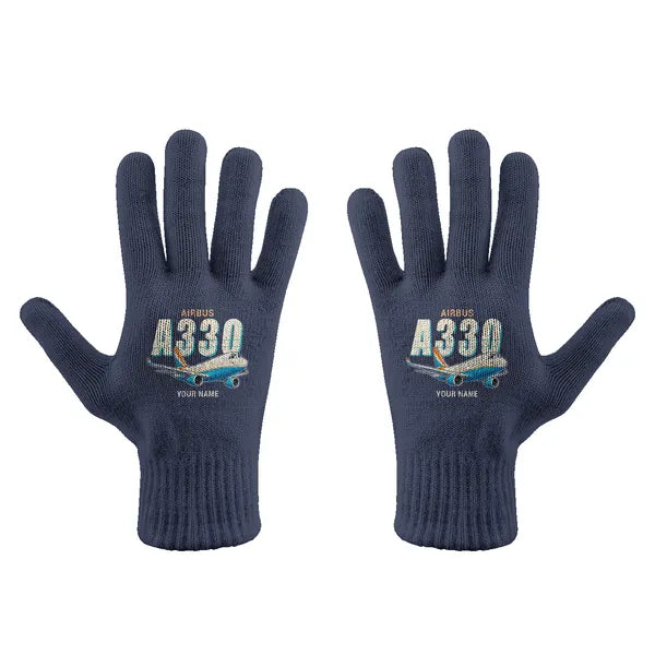 Airbus A330-300P2F - Gloves - Full - Cartoon + Name - Navy Blue