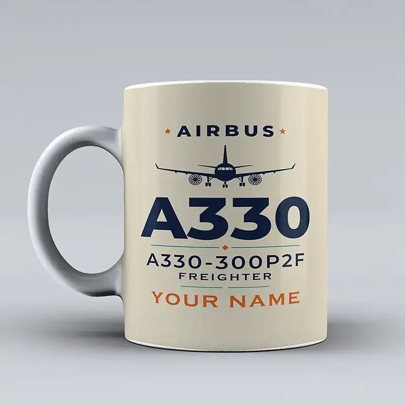 Airbus A330-300P2F - Heritage + Name - Mug - Beige