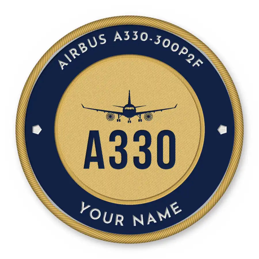 Airbus A330-300P2F Patches - Circle + Name - Navy Gold
