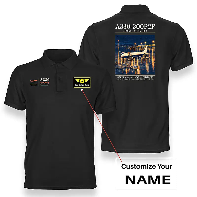 Airbus A330-300P2F - Poster - Double-Side Polo - Black + Name