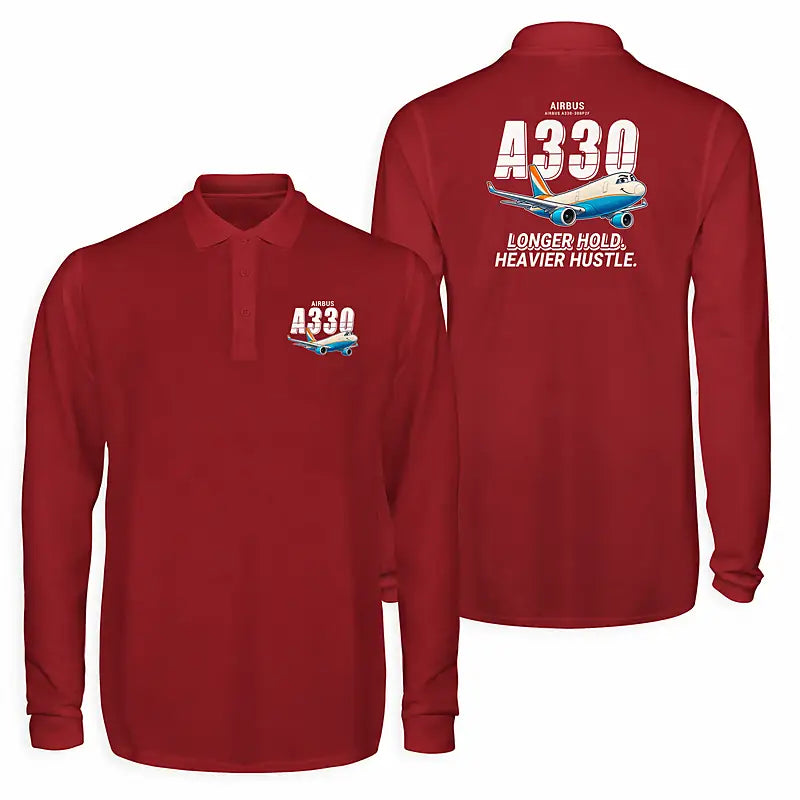 Airbus A330-300P2F Premium Polo T-Shirts - Cartoon - Long Sleeve - Dark Red