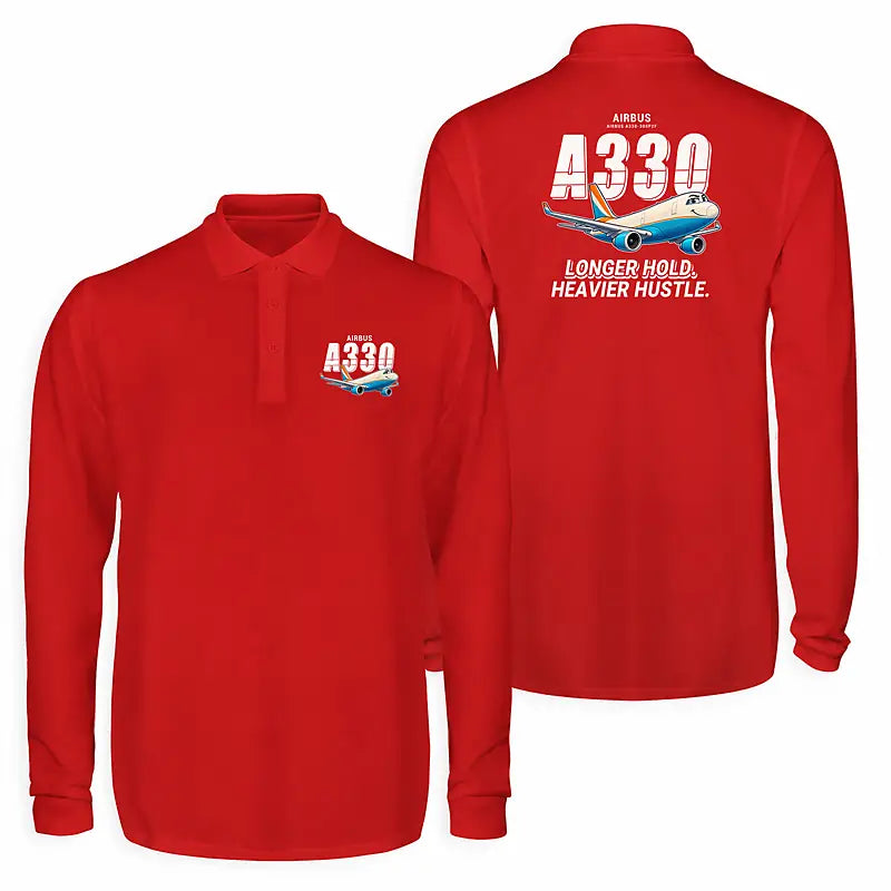 Airbus A330-300P2F Premium Polo T-Shirts - Cartoon - Long Sleeve - Red