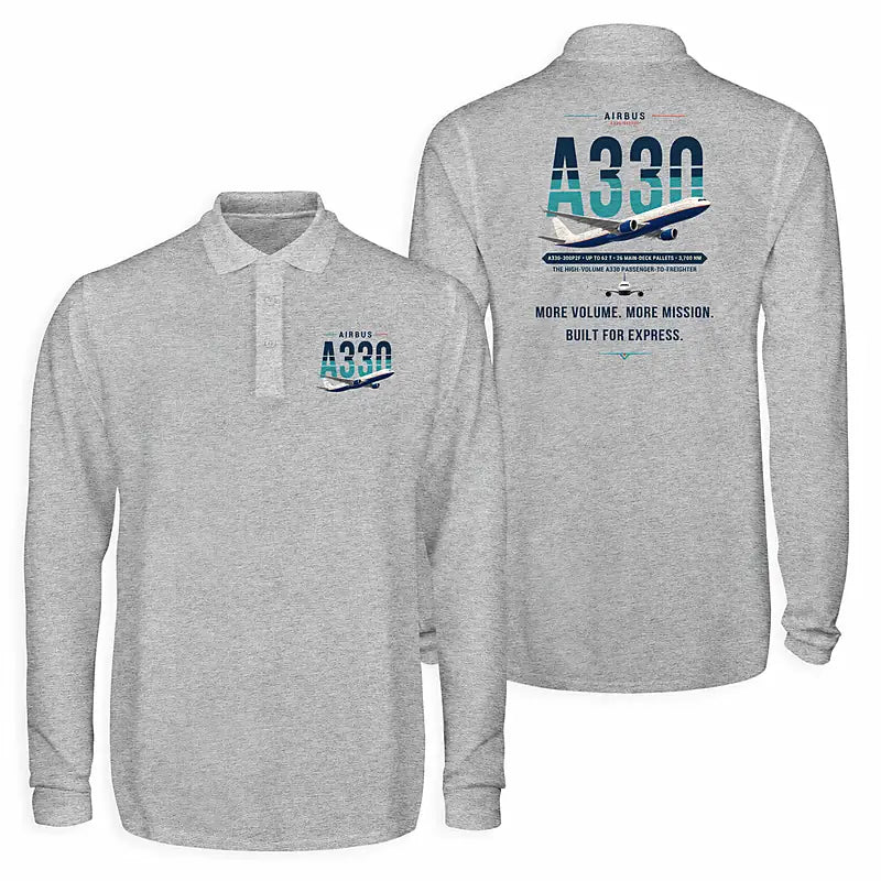 Airbus A330-300P2F Premium Polo T-Shirts - Original - Long Sleeve - Gray