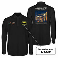 Thumbnail for Airbus A330-300P2F Premium Polo T-Shirts - Poster + Name - Long Sleeve - Black