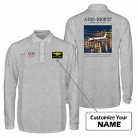 Thumbnail for Airbus A330-300P2F Premium Polo T-Shirts - Poster + Name - Long Sleeve - Gray