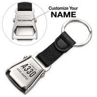 Thumbnail for Airbus A330-300P2F - Seat Belt Key Chain - Tag + Name - Black