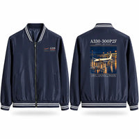 Thumbnail for Airbus A330-300P2F Stylish Jackets - Baseball Collar - Poster - Navy Blue