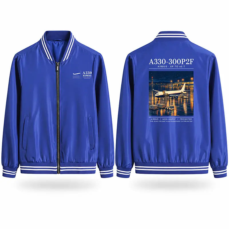 Airbus A330-300P2F Stylish Jackets - Baseball Collar - Poster - Royal Blue