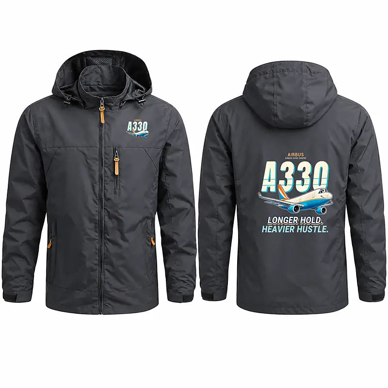 Airbus A330-300P2F Stylish Jackets - Hooded Windbreaker - Cartoon - Charcoal